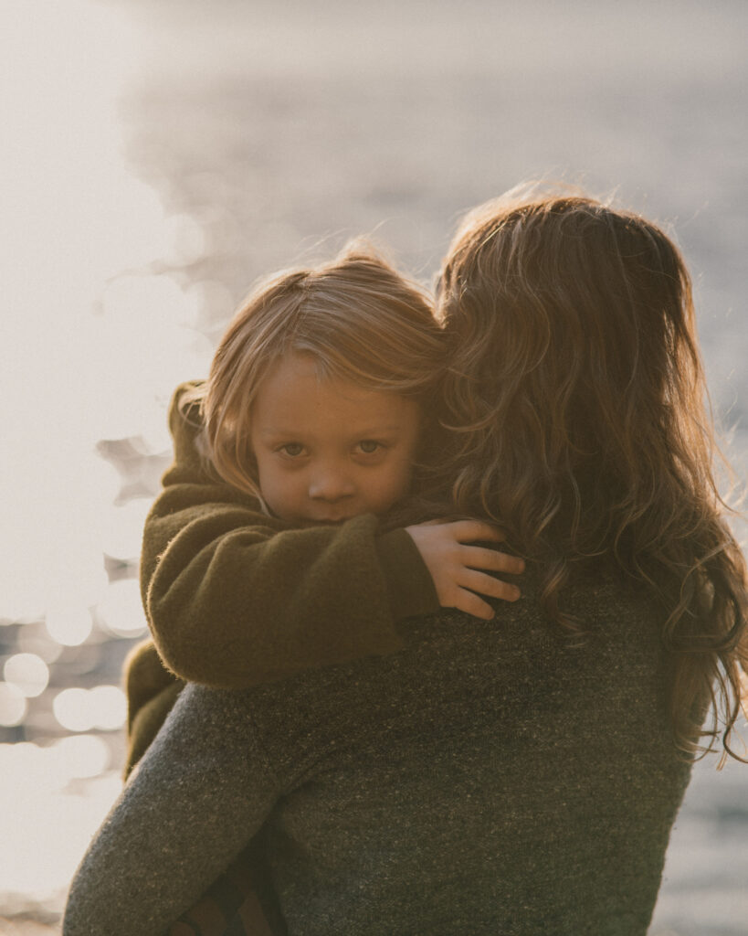 Picture of Son hugging mother in Cornwall