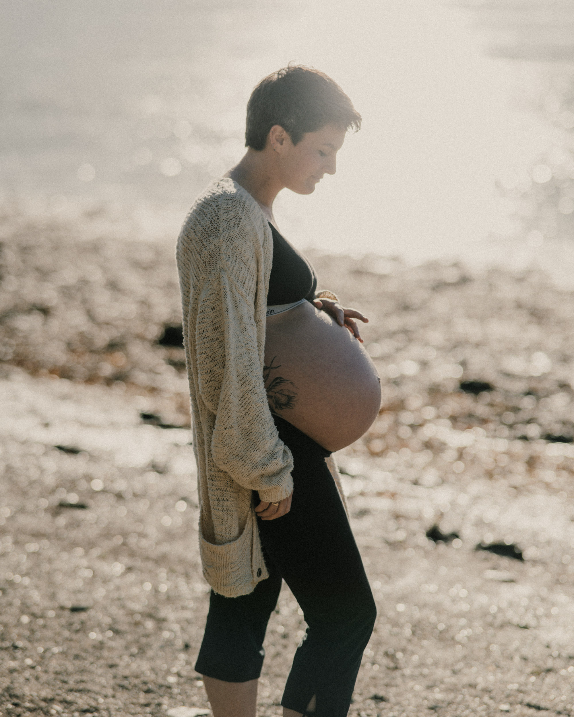 Pregnant women on Beach in Falmouth