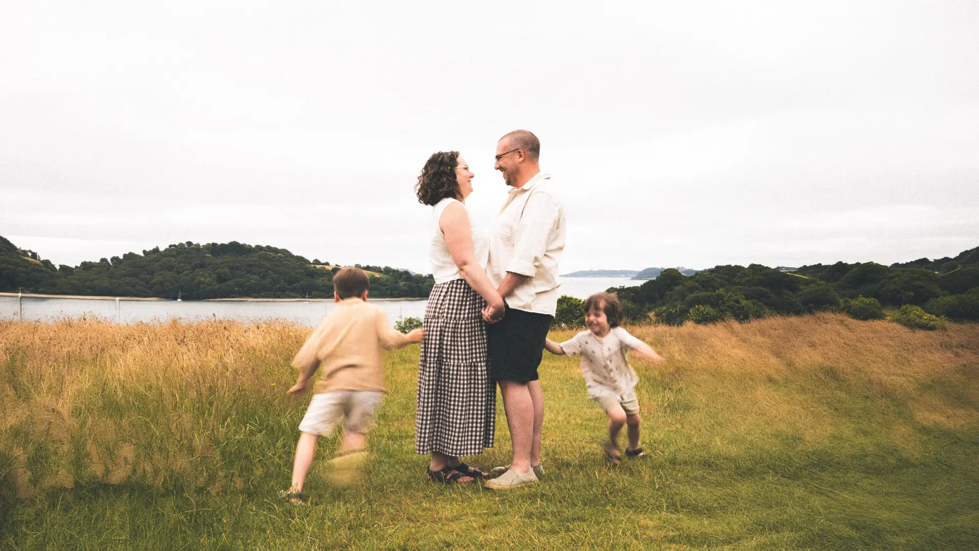 Family enjoying time together outdoors in Cornwall
